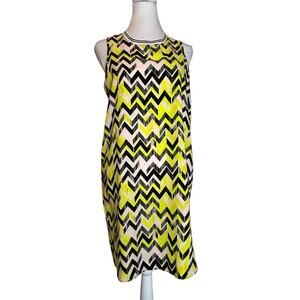GB Summer Dress Sheath Coverup Womens Size S Yellow Black Sleeveless High Low